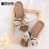 Mntrerm 2024 New Casual Sneakers For Home Slippers Summer Bow-knot Soft Floor Woman Indoor Flats Shoes Cute Linen Slipper Terlik