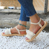 Women's fashion trend tassel shoelaces are non slip, wear-resistant, comfortable, soft soled flat heeled sandals