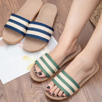 Women Linen Slippers Lightweight Couple Slippers AntiSlip Home Shoes Indoor Slippers