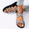 Women's fashion trend anti-slip wear comfortable soft soled bright sandals with belt